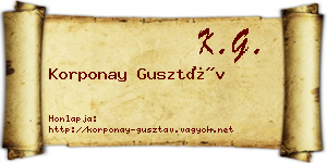 Korponay Gusztáv névjegykártya
